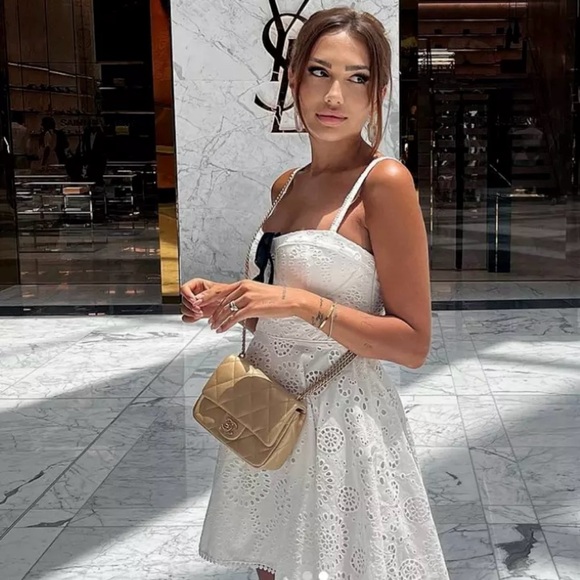 Zara mini dress Crochet Embroidered openwork boho sundress summer - Picture 6 of 16